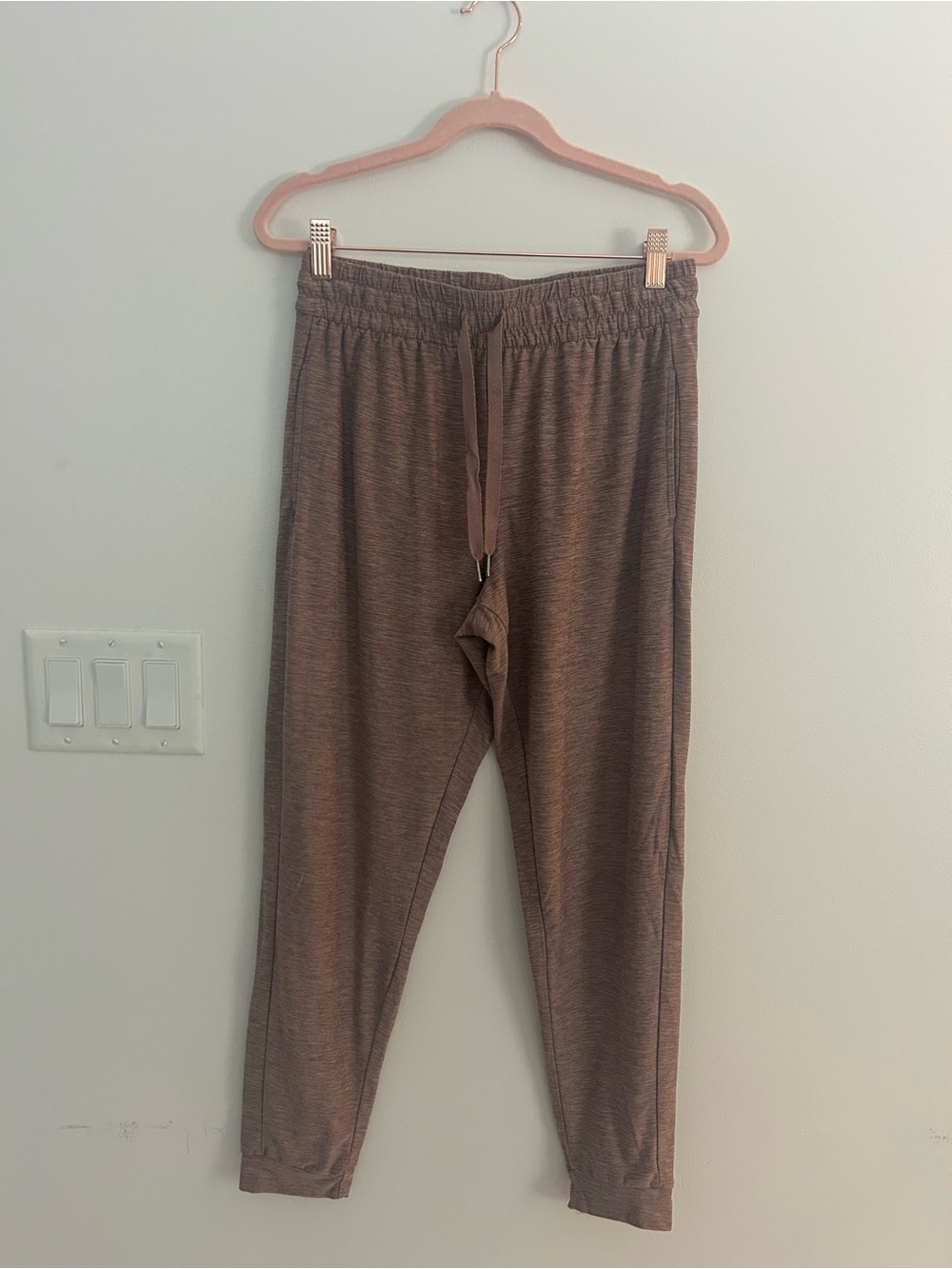 Kyodan Womens Petite Small Heather Mauve Jogger Pants Drawstring Lounge Yoga